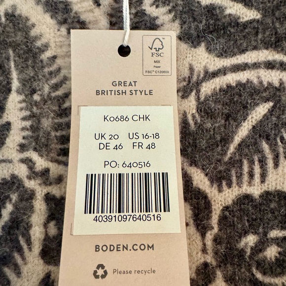 Boden Tan & Black Floral Cardigan - Picture 3 of 6